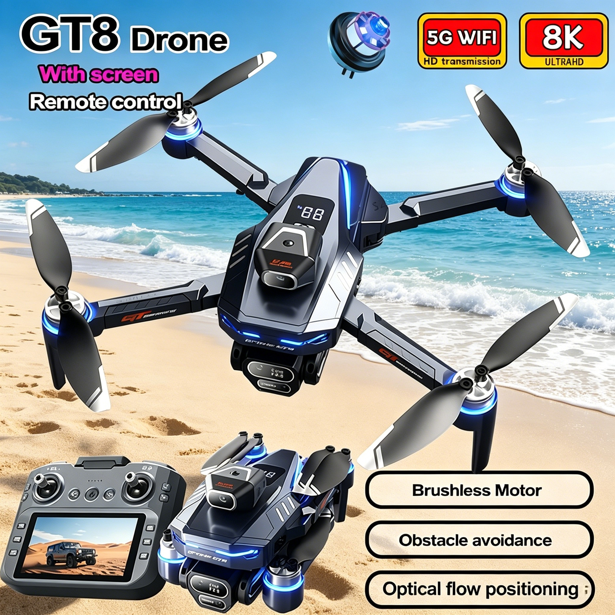 Drone Multispectral - New Drone GT8 8K Professional HD